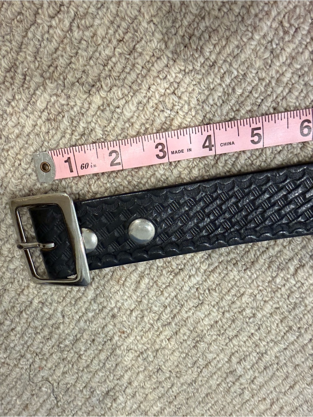 VTG Boston leather garrison belt 6505-3 basketweave embossed uniform belt 40 - Picture 7 of 9